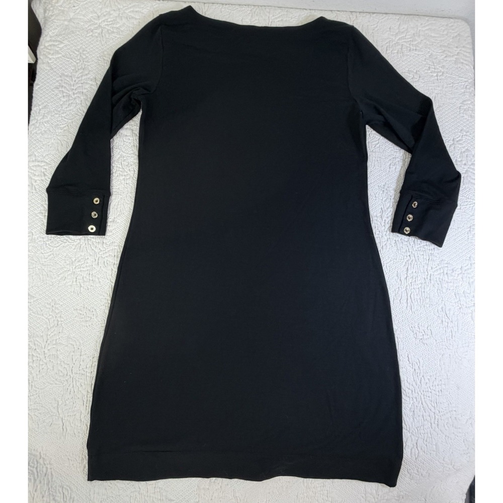 LILLY PULITZER-Sophie Dress-UPF 50-Black-Gold Buttons-Designer Chic Medium Shift - Picture 2 of 7